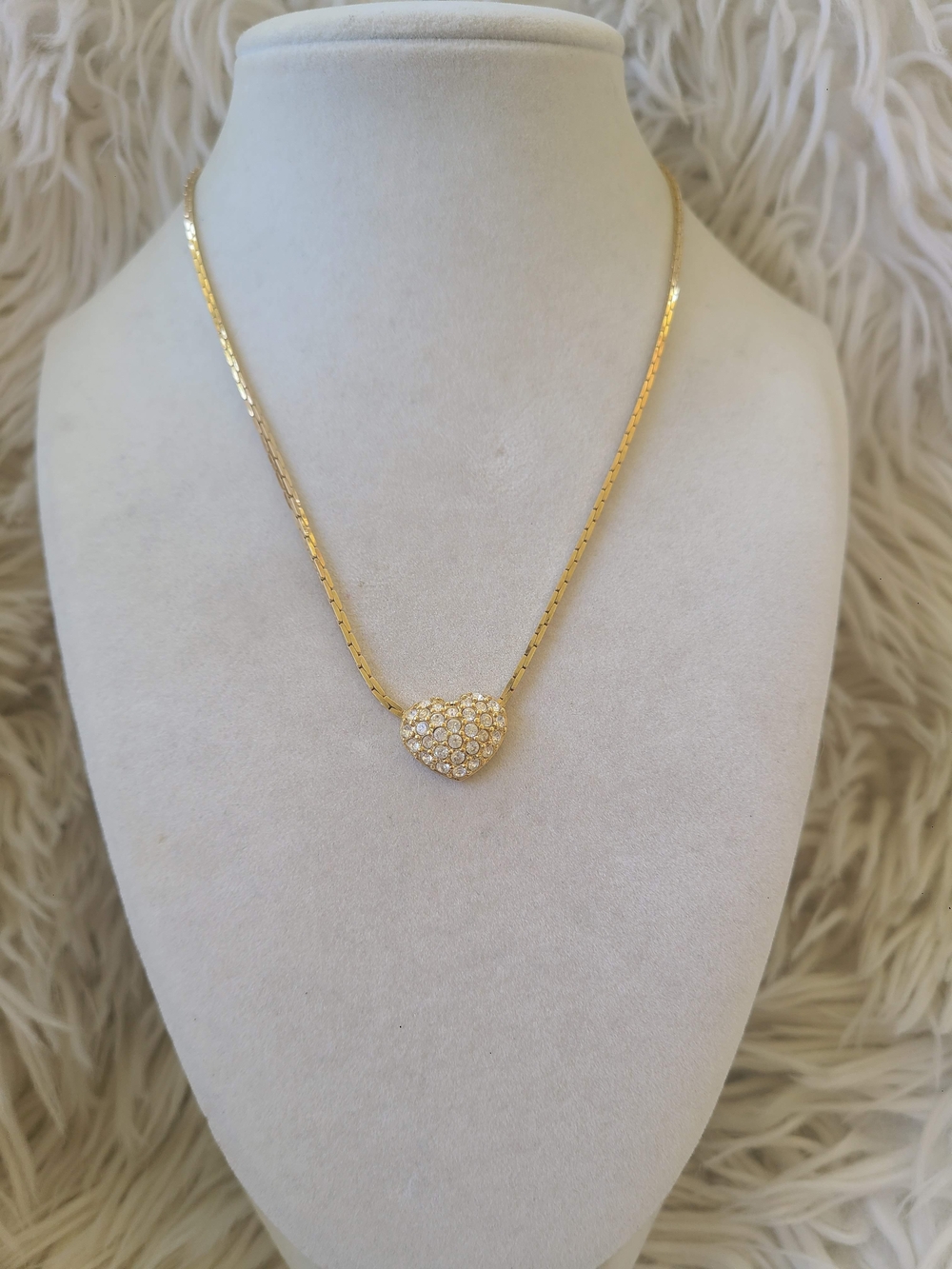 Swarovski Gold Toned Heart Crystal Pendant Necklace- Excellent Condition